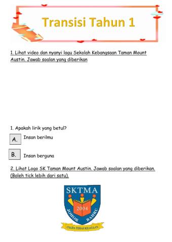 Transisi Tahun 1 SKTMA