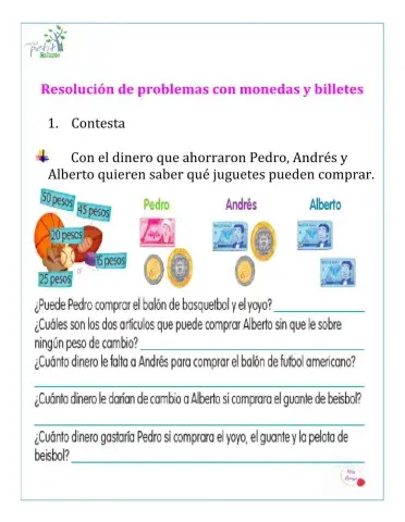 Resolución de problemas con monedas y billetes