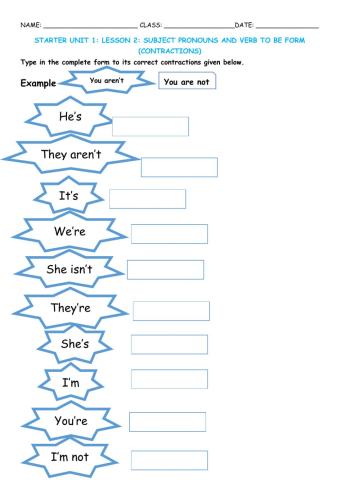 Subject pronouns and contractions
