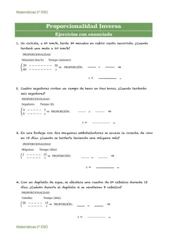 Proporcionalidad Inversa