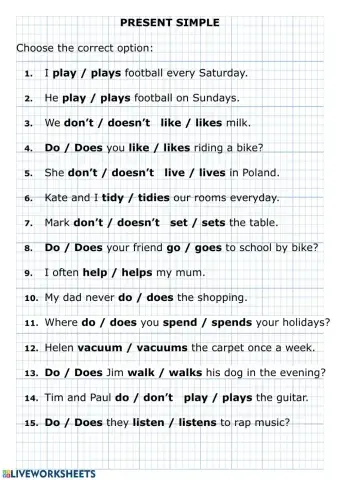 Verb tense: present simple