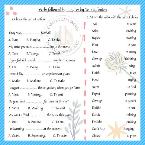Verbs followed by gerund or infinitive