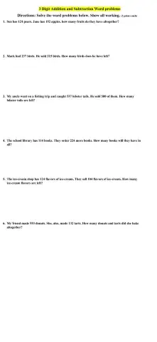 3-digit Addition & Subtraction word-problems