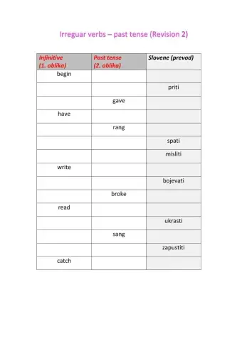 Irregular verbs - past