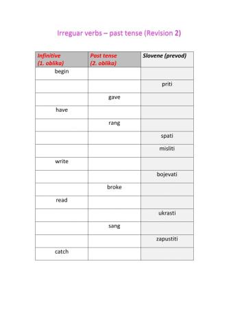 Irregular verbs - past