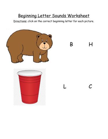 Beginning Sounds Worksheet