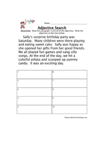Adjective search