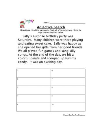Adjective search