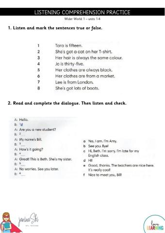 Listening Practice Wider World 1 Units 1-2