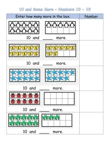 10 and Some More - Numbers 11 - 19