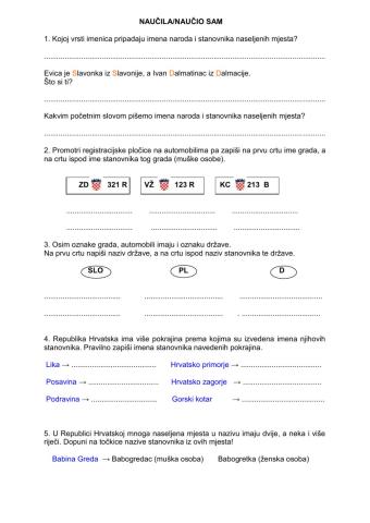 Pisanje pridjeva na – ov, -ev, -in, - ski, -ški, - čki