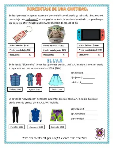 Aplicación de porcentaje.