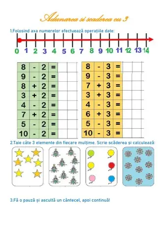 Adunarea si scaderea cu 3