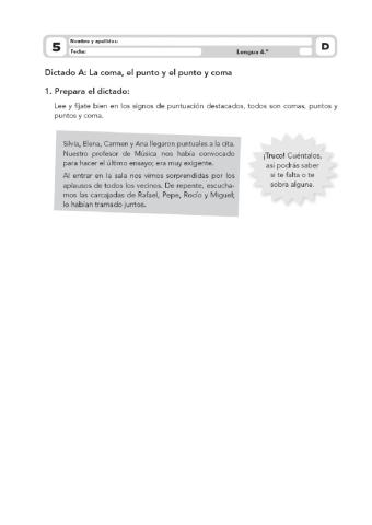 Dictado punto y coma