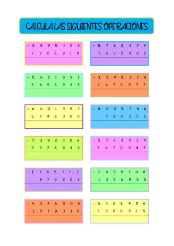 Calcula las operaciones