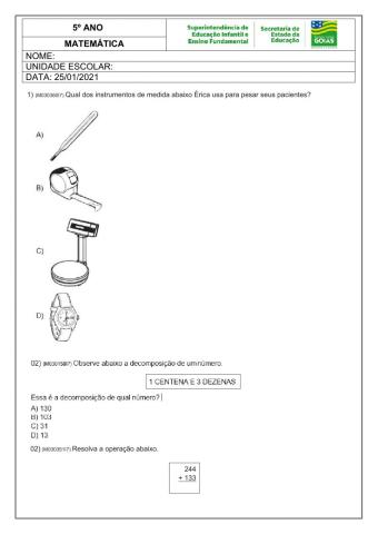 Gráfico, adição e medidas