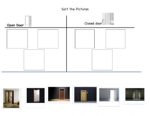 Sort open-closed door