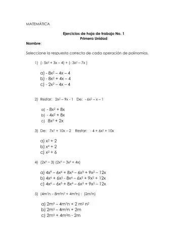 Operaciones con polinomios