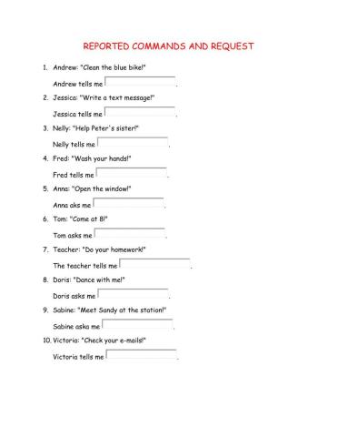 Reported commands and request - affirmative sentences
