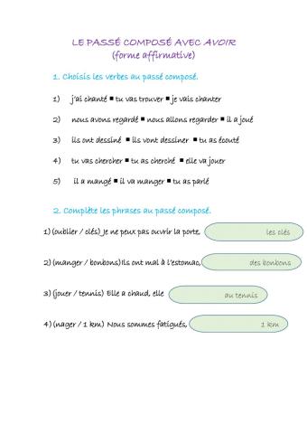 Le passé composé (avoir - affirmative)