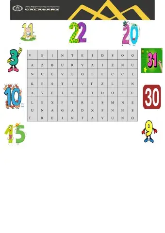 Sopa de letras con números