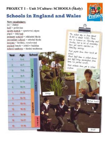 Project 1 Unit 3 - Culture: Schools in England and Wales