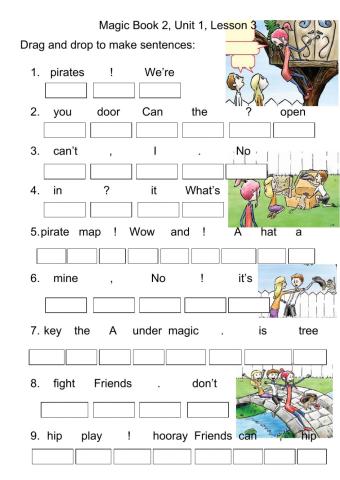 Sentence building Magic Book 2 Unit 1 Lesson 3
