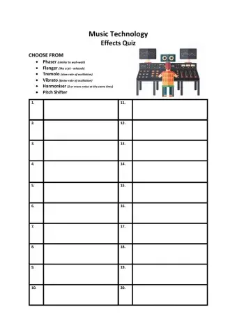 Music Technology EFFECTS QUIZ