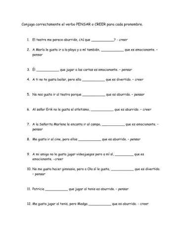 Conjugación presente de pensar
