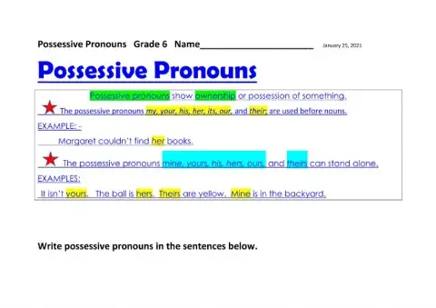 Possessive pronouns