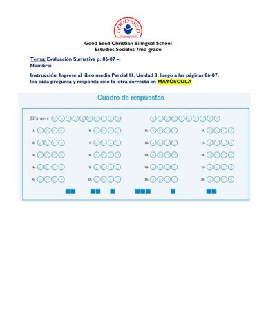 Evaluación sumativa p. 86-87