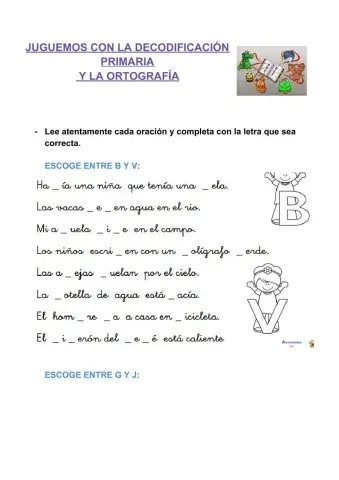 Ejercicios de ortografía