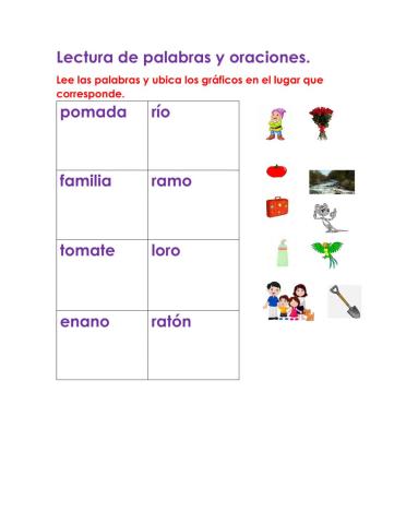 Lectura de palabras y oraciones