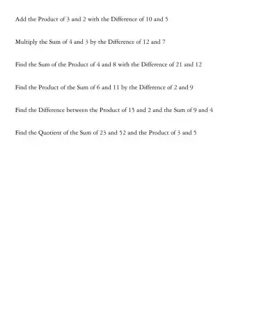 Order of Operations - Word Problems