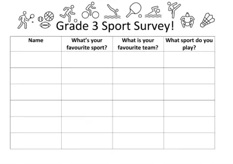 Sport Survey Sheet