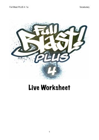 Full Blast Plus 4 (1a) Vocabulary