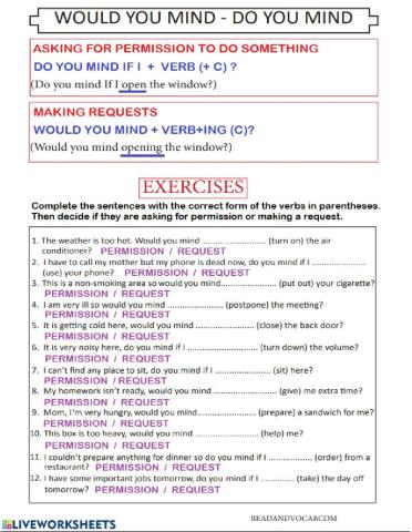 Do you mind - Would you mind