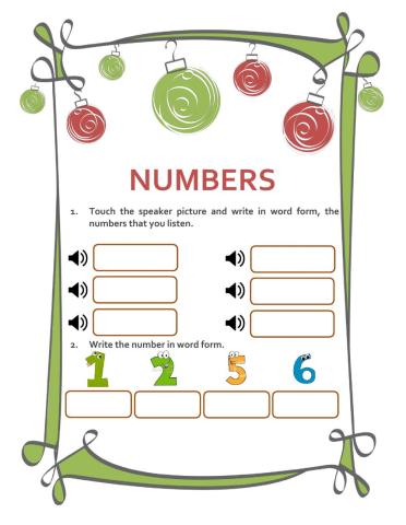 Numbers 1-10 to word form
