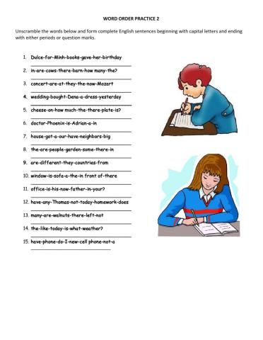 Word Order practice 2
