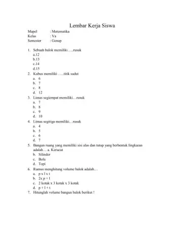 Matematika Bangun Ruang