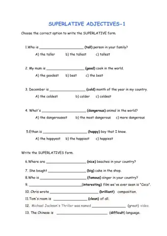 Superlative adjectives