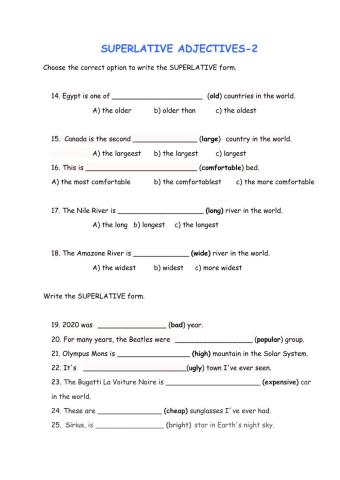 Superlative adjectives