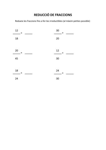 Reducció de fraccions