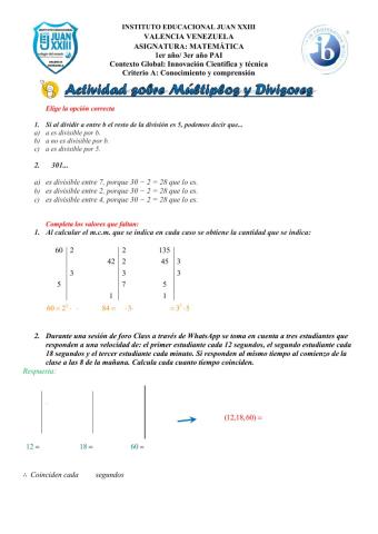 Ejercicios de mcm y MCD
