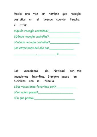 Pequeñas lecturas de comprensión