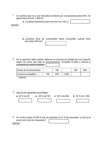 Proporcionalidad directa y porcentajes