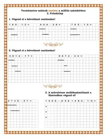 Osztás feladatlap