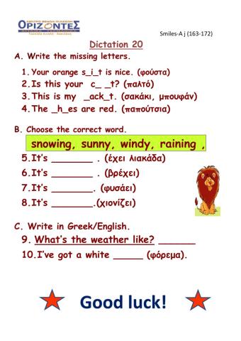 Smiles A junior. Dictation: 20