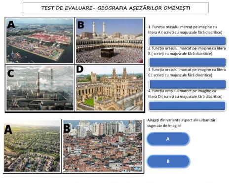 Test de evaluare-GEOGRAFIA AȘEZĂRILOR