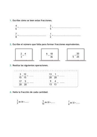 Repaso Tema 5 Mates 4º (Fracciones)